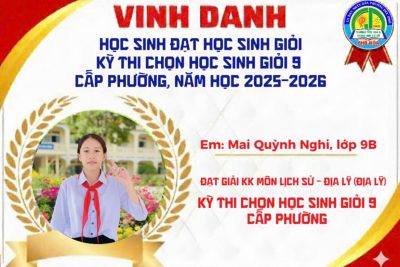 CHÚC MỪNG CÁC EM ĐẠT GIẢI KỲ THI CHỌN HỌC SINH GIỎI 9 CẤP PHƯỜNG