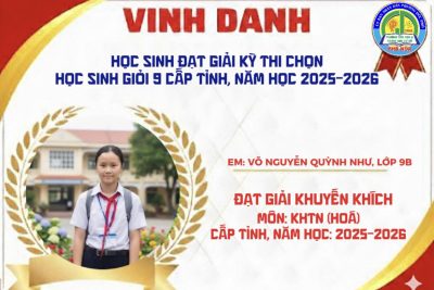 CHÚC MỪNG CÁC “SĨ TỬ” CỦA TRƯỜNG ĐẠT GIẢI TẠI KỲ THI CHỌN HỌC SINH GIỎI 9 CẤP TỈNH.
